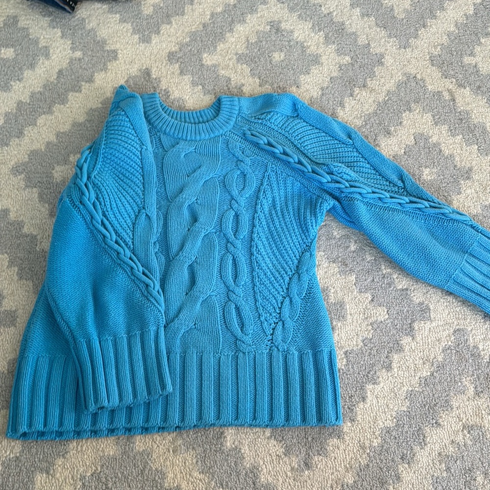 Club Monaco oversized bright blue chunky sweater XS